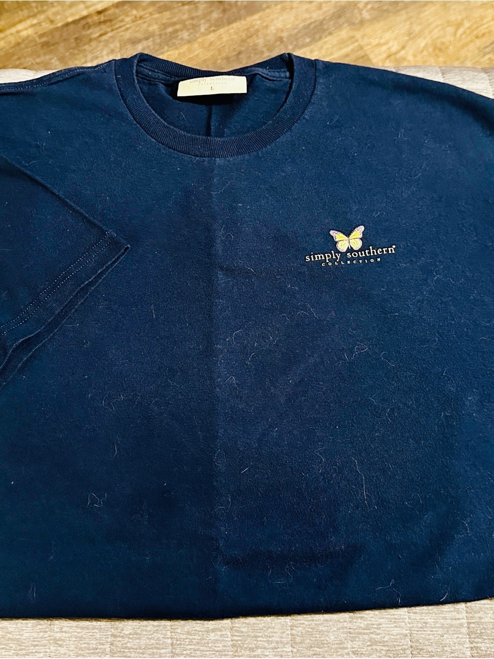 Simply Southern Navy Tee with Yellow Butterfly Logo